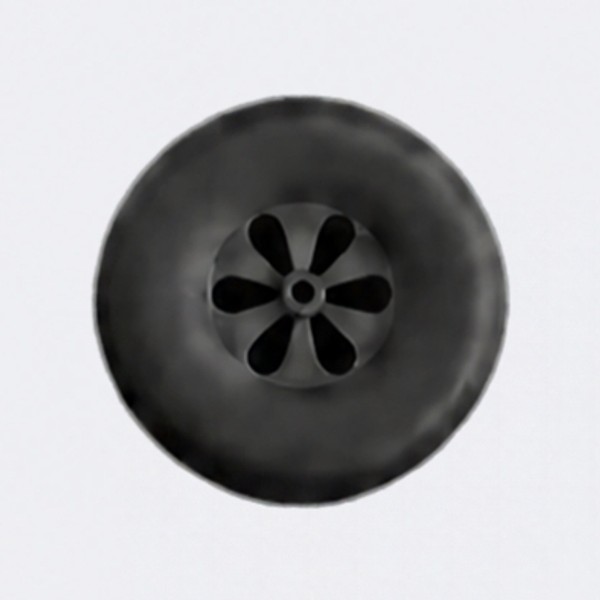 Black silicone ear tip with a flower-shaped vent
